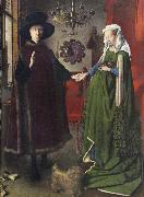 Jan Van Eyck The Italian kopmannen Arnolfini and his youngest wife some nygifta in home in Brugge Germany oil painting reproduction